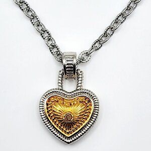 Diamonds International Two-Tone Dimensional Heart Pendant Necklace